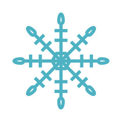 Decorative snowflake design in teal color, symbolizing winter and seasonal festivities