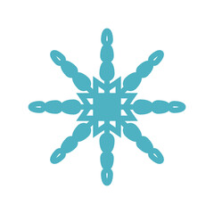 Abstract turquoise snowflake design on a white background, ideal for winter-themed graphics