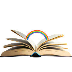Fototapeta premium Open Book with Rainbow: Symbol of Knowledge and Imagination