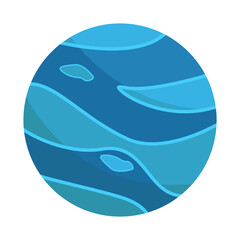 Abstract illustration of a stylized blue planet with flowing waves, evoking a serene oceanic atmosphere