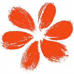 Abstract Orange Flower with Brushstroke Petals on White Background