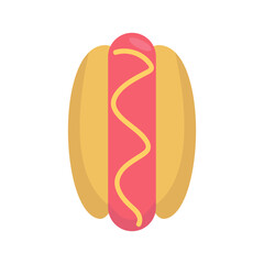Colorful abstract illustration of a hot dog with wavy lines and a vibrant background