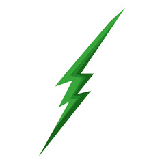 Vibrant green lightning bolt graphic on a white background, symbolizing energy and power