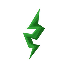 Abstract green lightning bolt design, symbolizing energy and power in a minimalist style (1)