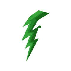 Abstract green lightning bolt design, symbolizing energy and power in a minimalist style