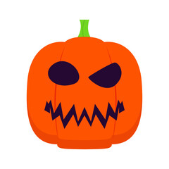 Vibrant orange pumpkin with a green stem, set against a simple background, ideal for autumn themes