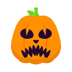 Cartoon pumpkin with a mischievous expression, set against a plain background, ideal for Halloween themes