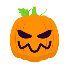 A vibrant, cartoon-style pumpkin with a menacing face, perfect for Halloween-themed designs