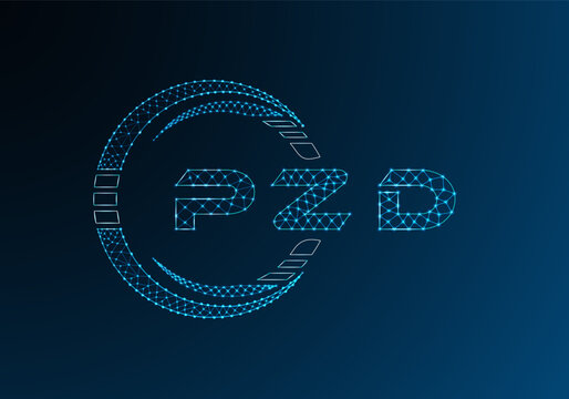 PZD low poly letter logo vector design. PZD lower poly logo design. Low poly logo.