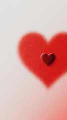 Large Red Heart with Dark Red Accents on a Soft Pastel Background