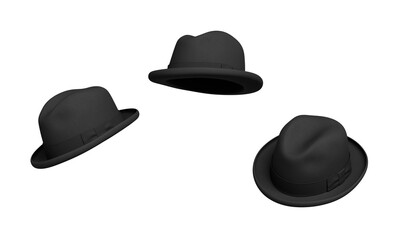 클래식 블랙 홈버그 페도라 모자 Classic Black Homburg Fedora Hat
