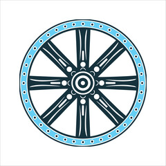 Obraz premium Eight-Spoked Spirit Wheel Symbol Icon Spirit Wheel A wagon wheel with eight spokes symbolising the sacred turning of fate