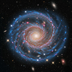 Magnificent spiral galaxy with brilliant colors radiating cosmic wonder