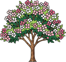 dogwood tree in blossom a delicate dance of pink and white, isolated on transparent background