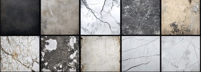 A grid of grunge marble texture images