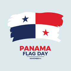 Panama Flag Day poster vector illustration. Grunge flag of Panama icon vector. Paintbrush Panamanian Flag symbol. Template for background, banner, card. November 4 every year. Important day