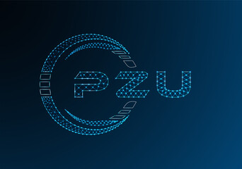 PZU low poly letter logo vector design. PZU lower poly logo design. Low poly logo.