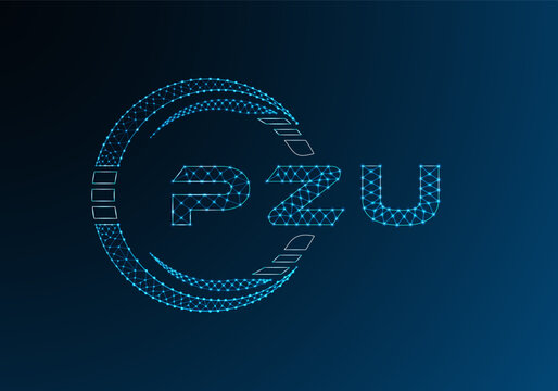 PZU low poly letter logo vector design. PZU lower poly logo design. Low poly logo.