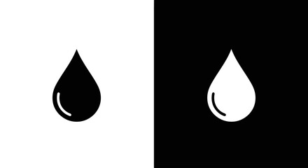 A single drop of liquid, a black and white split icon representing water, oil, serum, and skincare products.
