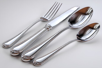 fork and spoon on white background