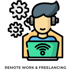 Remote Work & Freelancing Lineal Color Icon