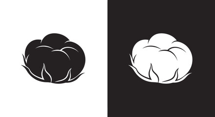 An outline style of a cotton flower, a modern and clean icon for an organic clothing or a natural skincare brand.