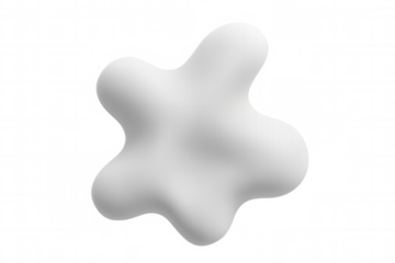 Soft white abstract blob hovering weightlessly, representing clean minimalist design element with fluid organic shape