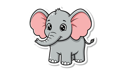 Cute Cartoon Elephant with Big Ears and a Small Trunk.