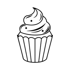 Cupcake Topping Outline Style on White Background Design
