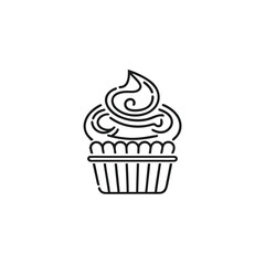 Cupcake with Detailed Frosting Isolated on White Background