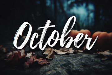 October text with pumpkins