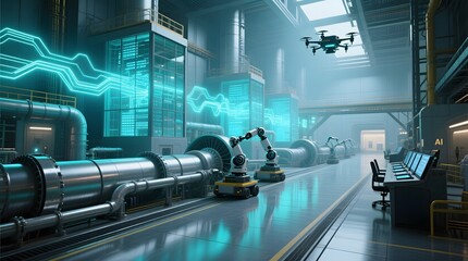 Modern Factory with Autonomous Robots
