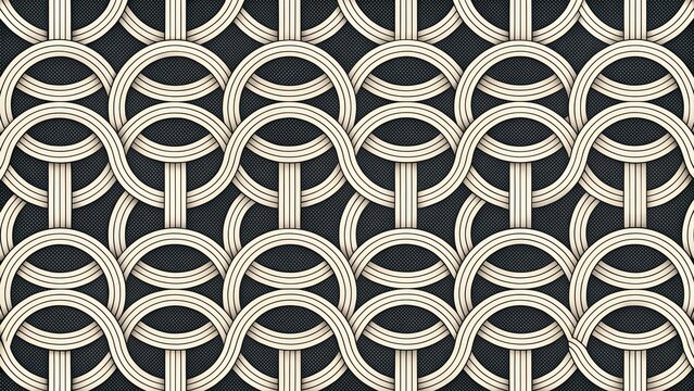 Intricate interlocking oval chain link pattern in a repeating geometric design with a dark background