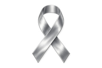 Brushed metal silver awareness ribbon symbolizing support for various causes, isolated on transparent background