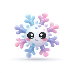 Obraz premium Cute snowflake character with pastel colors and a joyful expression