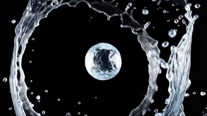 Mesmerizing slow motion of water droplets in dynamic motion against black backdrop - Powered by Adobe