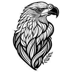 Majestic depiction of an eagle head with intricate feather details symbolizing power and freedom