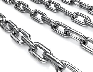 Fototapeta premium Three metal chains on a white background