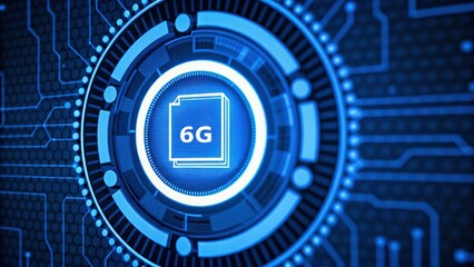 Futuristic digital interface showcasing 6G technology innovation.