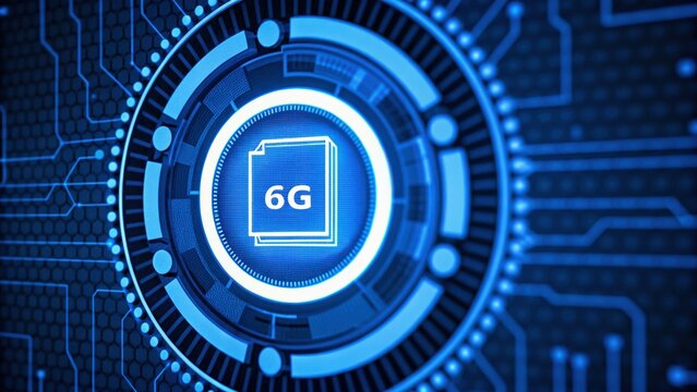Futuristic digital interface showcasing 6G technology innovation.