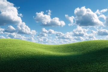 Lush green hills under a partly cloudy sky