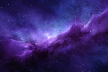 Obraz premium A purple galaxy with stars and colorful clouds in the night sky
