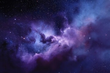 Naklejka premium A purple galaxy with stars and colorful clouds in the night sky