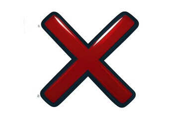 Glossy red cross mark indicating rejection, error, or negative response, positioned against transparent backdrop with dark border
