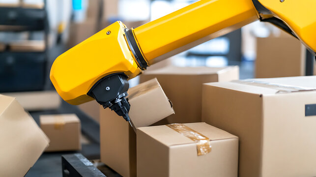 Robotic Arm Handling Packages in a Warehouse