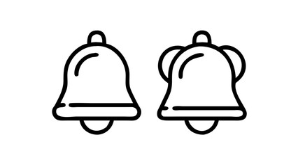 Two black outline bell icons, one standard and one indicating an active or ringing notification, on a white background.