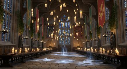 Magical Hallway with Floating Candles.
