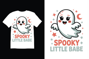 Spooky Little Babe T-shirt Design vector style