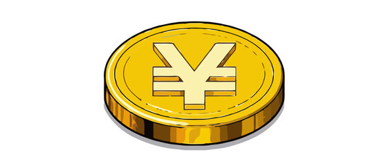 Vector art of a single golden coin with the japanese yen symbol on it
