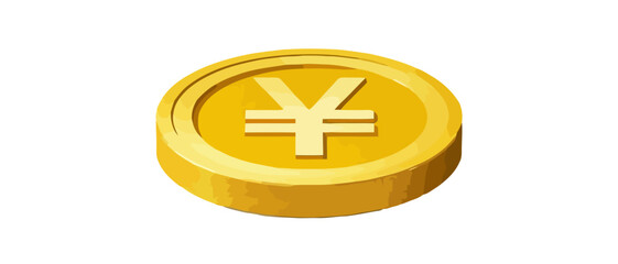 Vector art of a single gold coin with the japanese yen symbol isolated on a transparent background